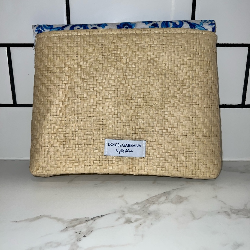 Dolce & Gabbana Natural Straw Pouch with White Lining